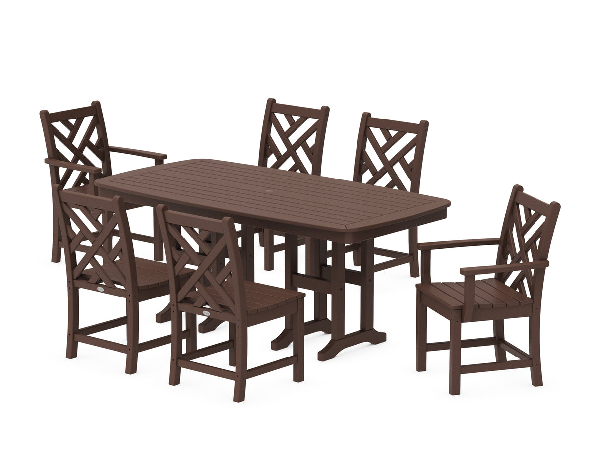 POLYWOOD Chippendale 7-Piece Dining Set in Mahogany