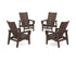 POLYWOOD 4-Piece Modern Grand Upright Adirondack Chair Conversation Set in Mahogany