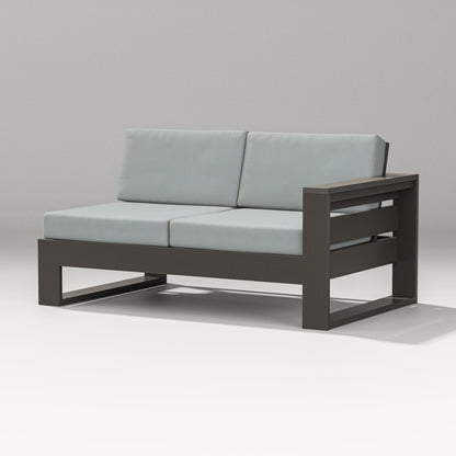 POLYWOOD Latitude Modular Right Arm Loveseat in Vintage Coffee / Spa