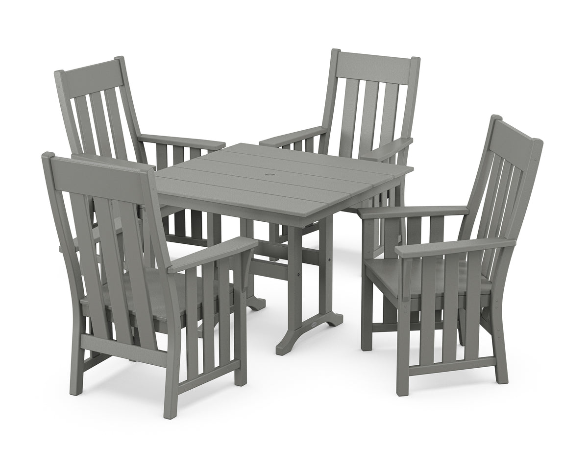 POLYWOOD Acadia 5-Piece Farmhouse Dining Set in Slate Grey