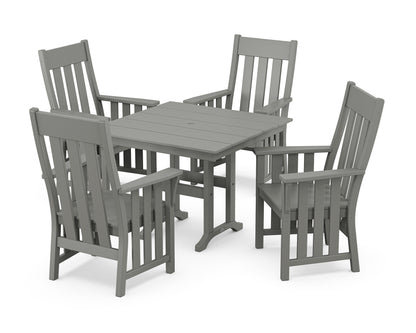POLYWOOD Acadia 5-Piece Farmhouse Dining Set in Slate Grey