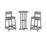 POLYWOOD Modern Studio Plaza Lowback Bar Chair 3-Piece Bistro Set in Slate Grey