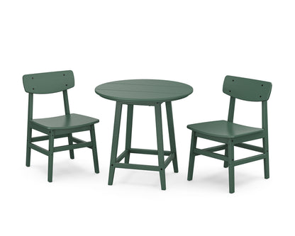 POLYWOOD Modern Studio Urban Chair 3-Piece Round Bistro Dining Set in Green