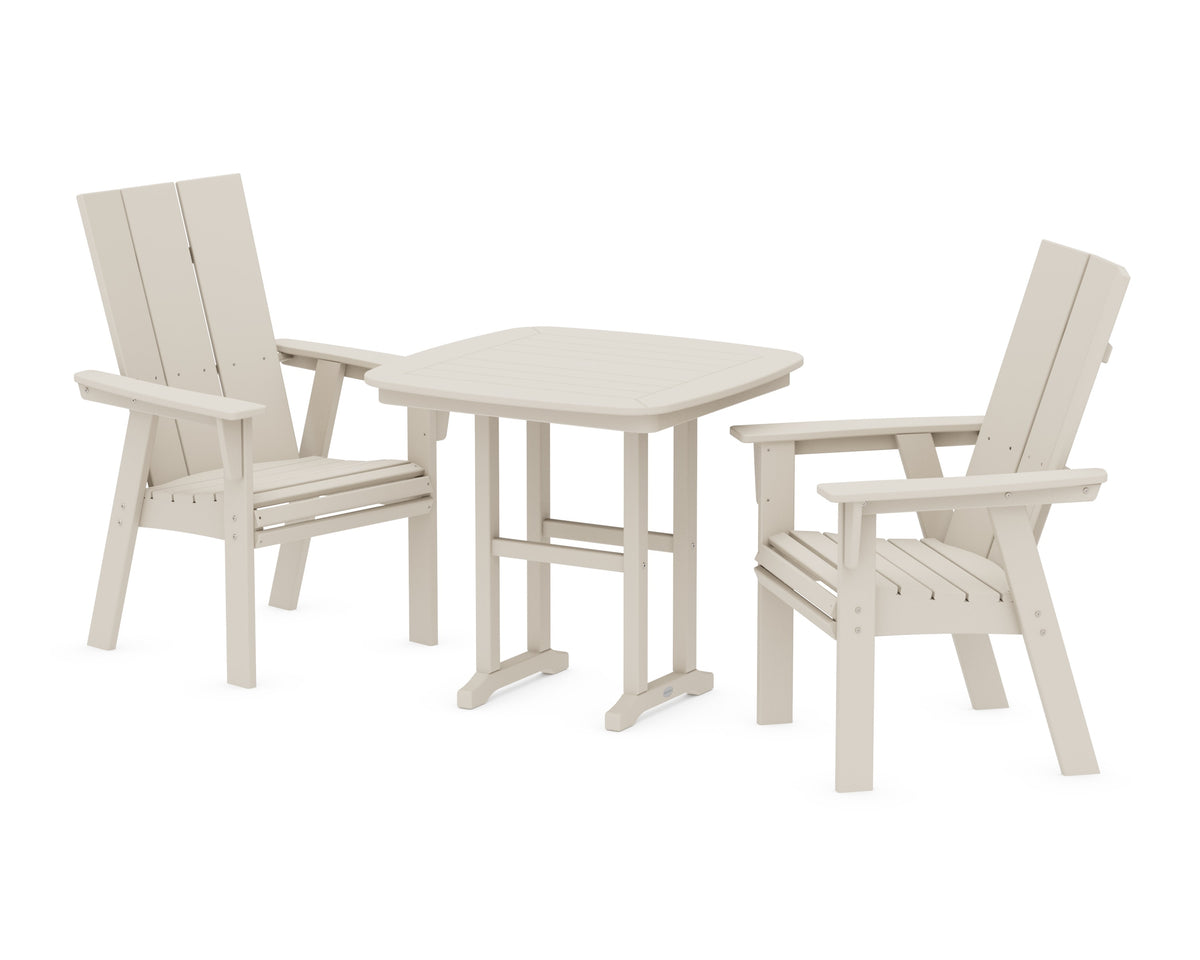 POLYWOOD Modern Curveback Adirondack 3-Piece Dining Set in Sand