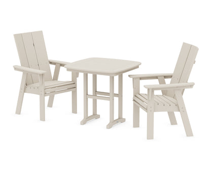 POLYWOOD Modern Curveback Adirondack 3-Piece Dining Set in Sand
