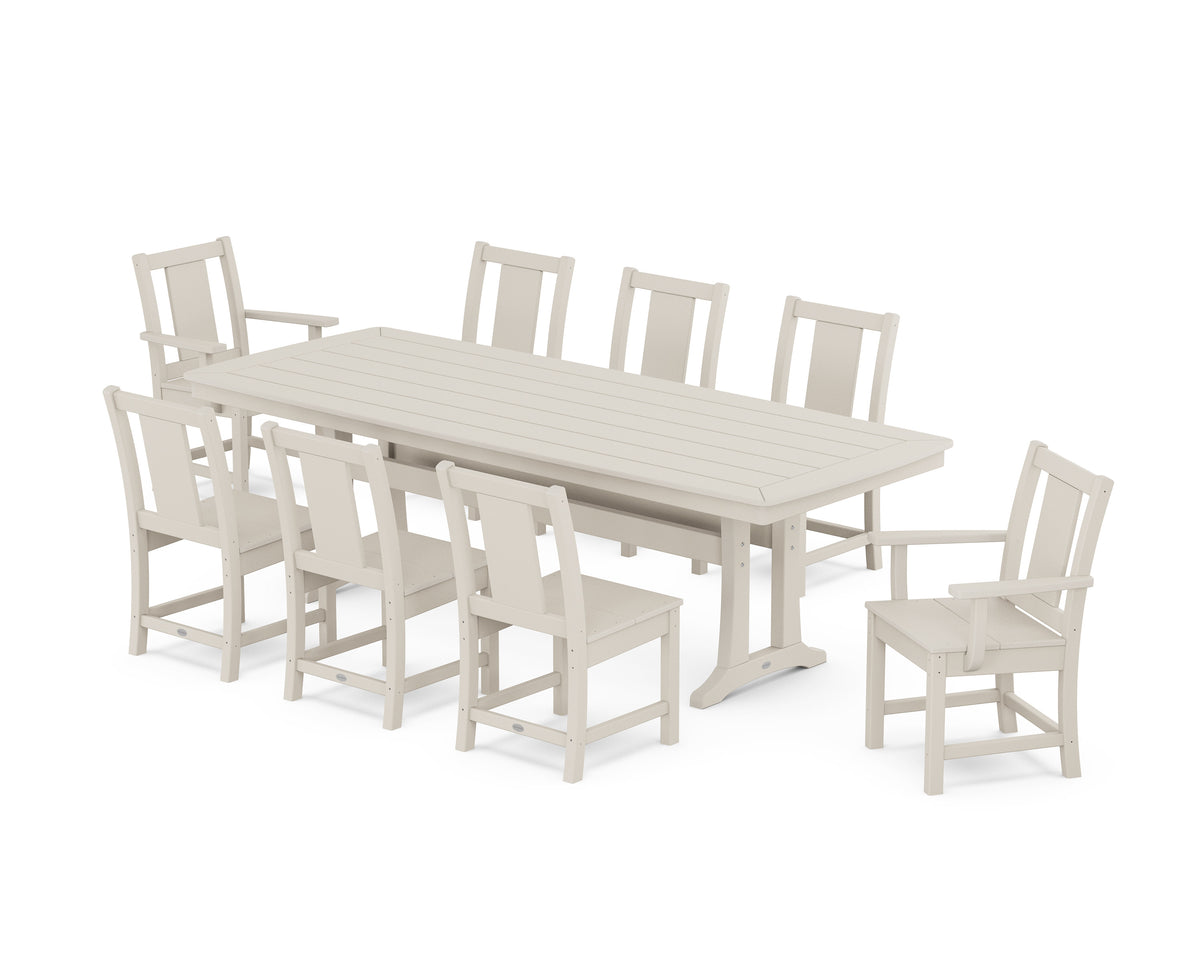 POLYWOOD Prairie 9-Piece Dining Set with Trestle Legs in Sand