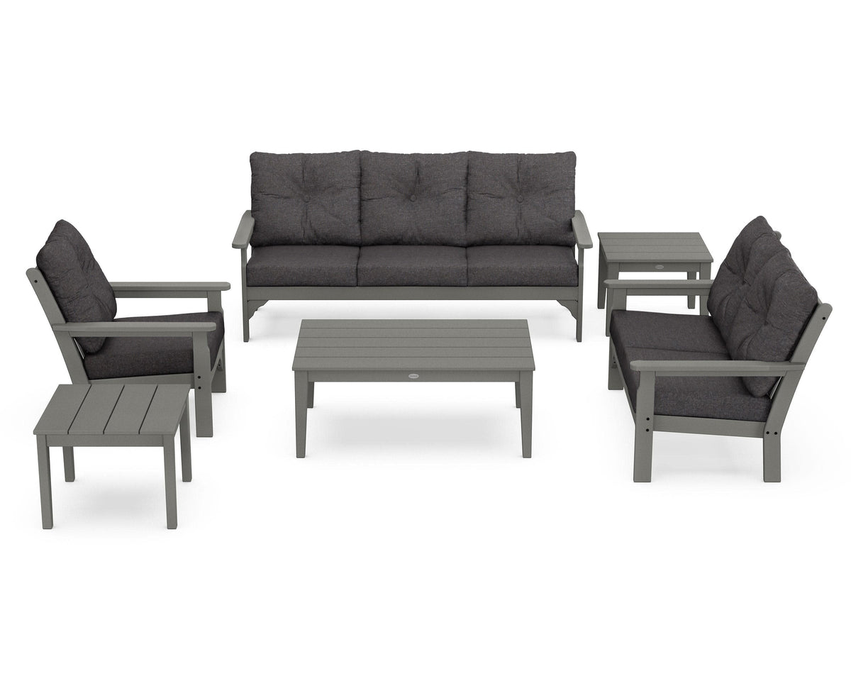 POLYWOOD Vineyard 6-Piece Deep Seating Set in Slate Grey / Ash Charcoal