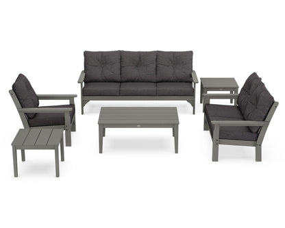 POLYWOOD Vineyard 6-Piece Deep Seating Set in Slate Grey / Ash Charcoal