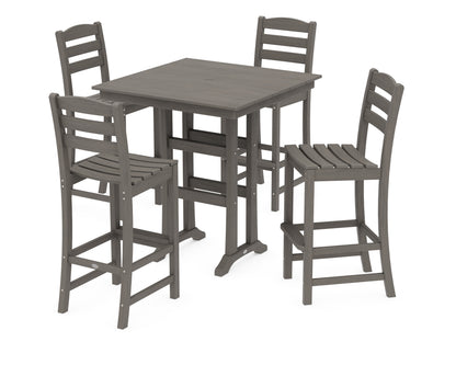 POLYWOOD La Casa Café 5-Piece Farmhouse Trestle Bar Set in Driftwood