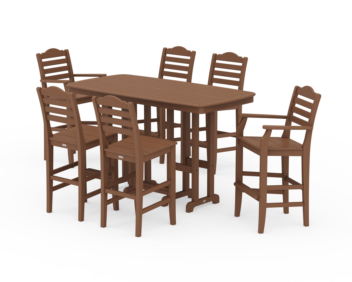 POLYWOOD Savannah 7-Piece Bar Set in Teak
