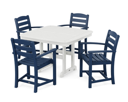 POLYWOOD La Casa Café 5-Piece Dining Set with Trestle Legs - 44" Table in Navy / White
