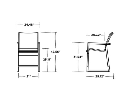 POLYWOOD EDGE Woven Counter Arm Chair dimensions