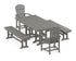POLYWOOD Palm Coast 5-Piece Farmhouse Dining Set with Benches in Slate Grey