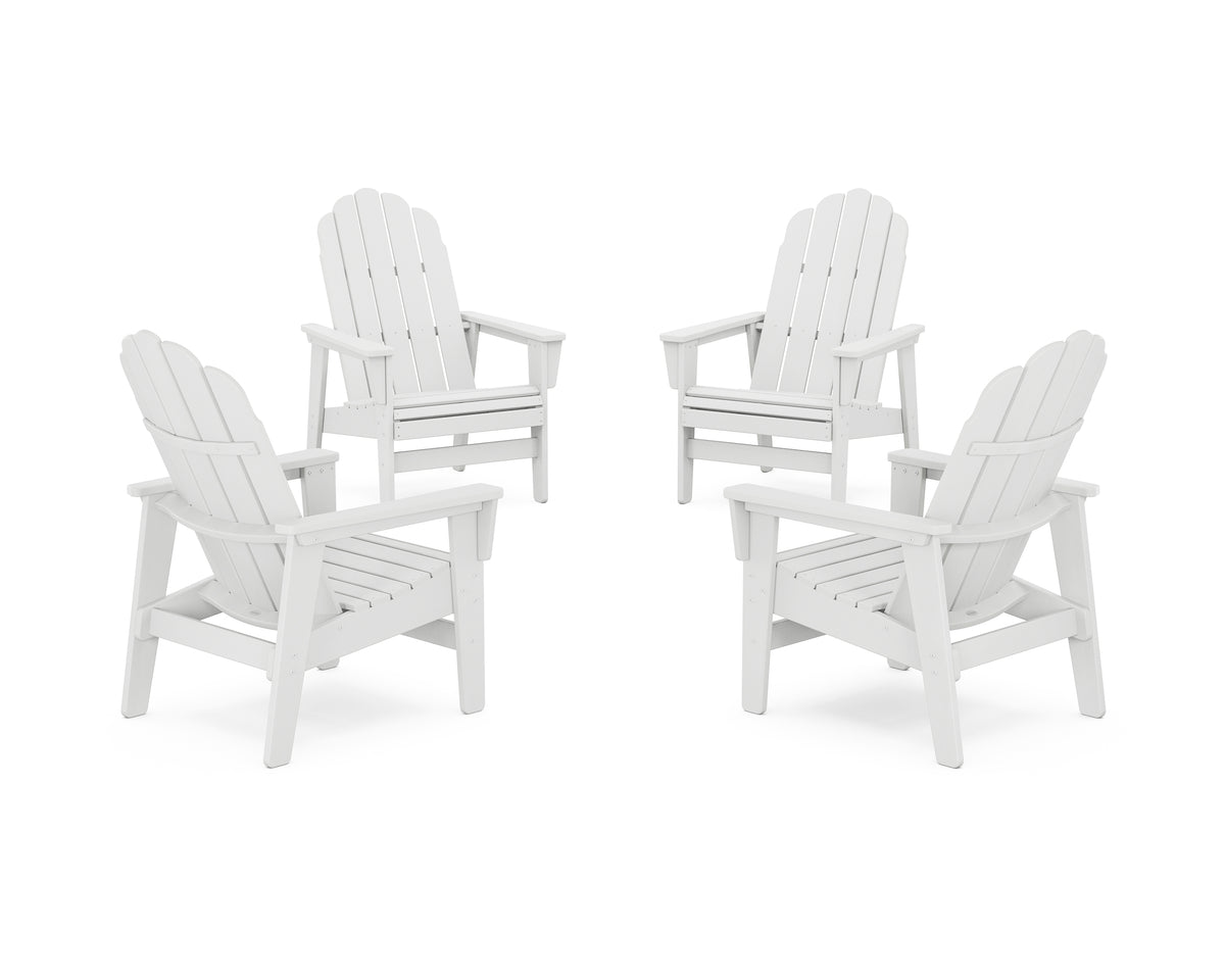 POLYWOOD 4-Piece Vineyard Grand Upright Adirondack Chair Conversation Set in White