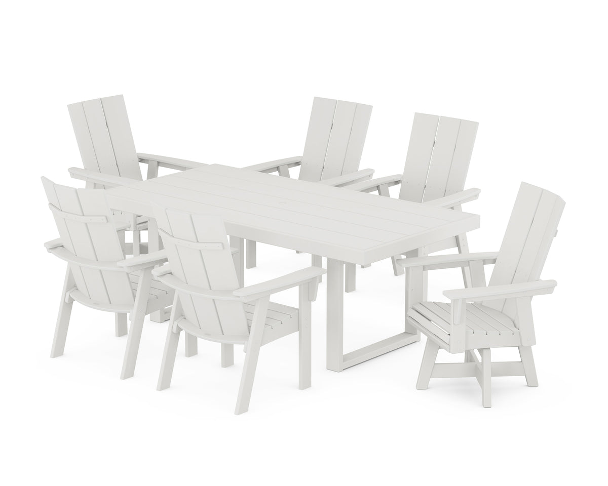 POLYWOOD Modern Adirondack 7-Piece Dining Set in Vintage White
