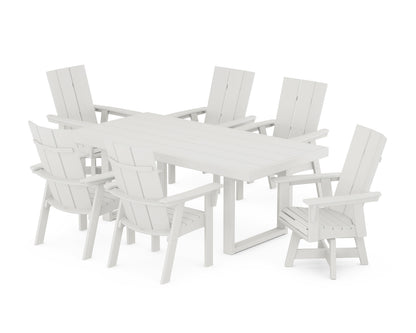 POLYWOOD Modern Adirondack 7-Piece Dining Set in Vintage White
