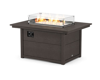 POLYWOOD Rectangle 34"x46" Fire Pit Table in Vintage Coffee