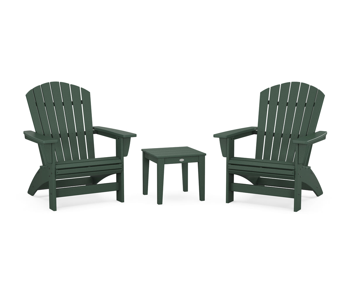 POLYWOOD 3-Piece Nautical Grand Adirondack Set in Green