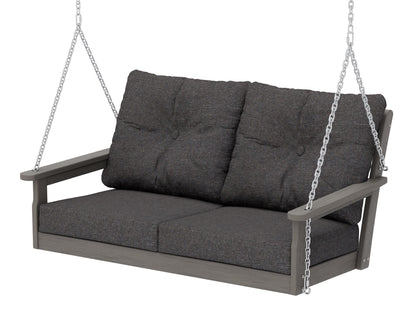 POLYWOOD Vineyard Deep Seating Swing in Driftwood / Ash Charcoal