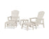 POLYWOOD 5-Piece Nautical Grand Upright Adirondack Set with Ottomans and Side Table in Sand