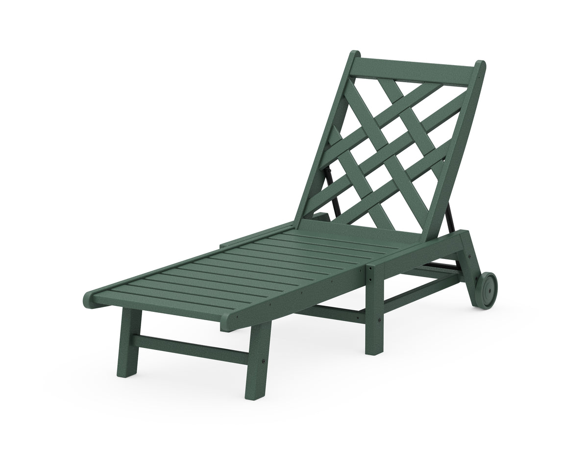 POLYWOOD Wovendale Chaise with Wheels in Green