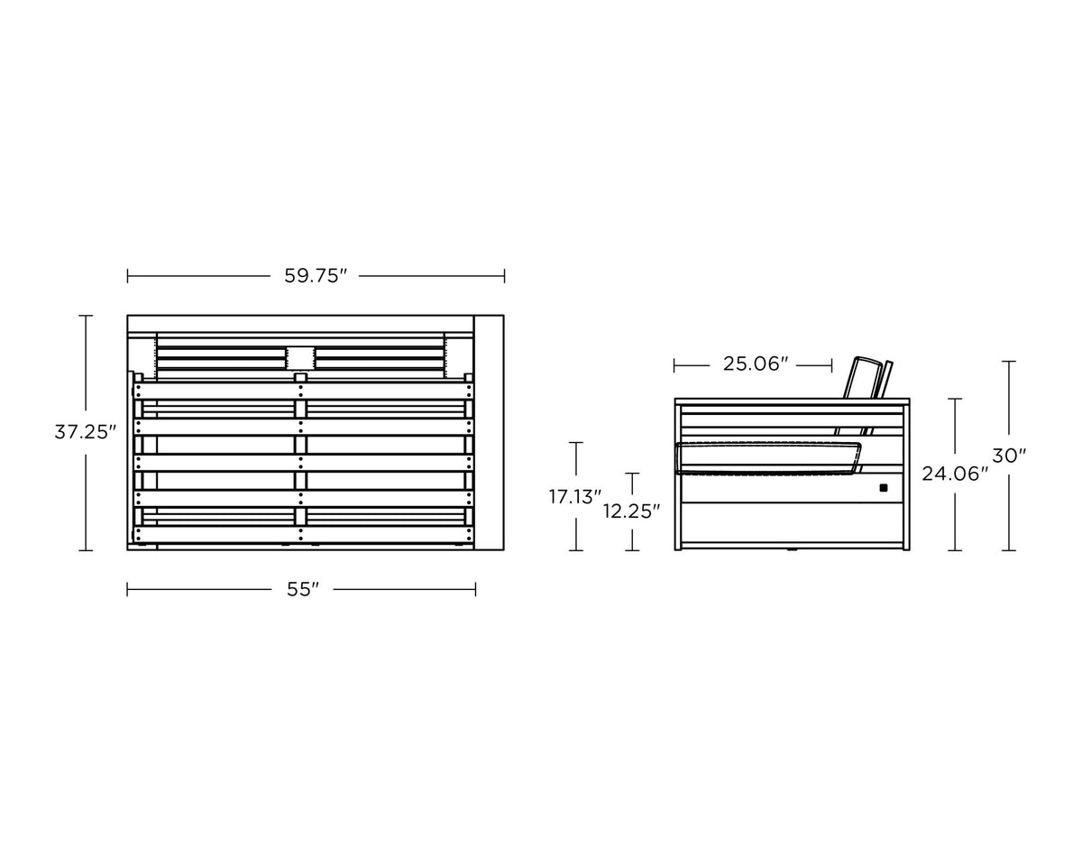 POLYWOOD Latitude Modular Right Arm Loveseat dimensions