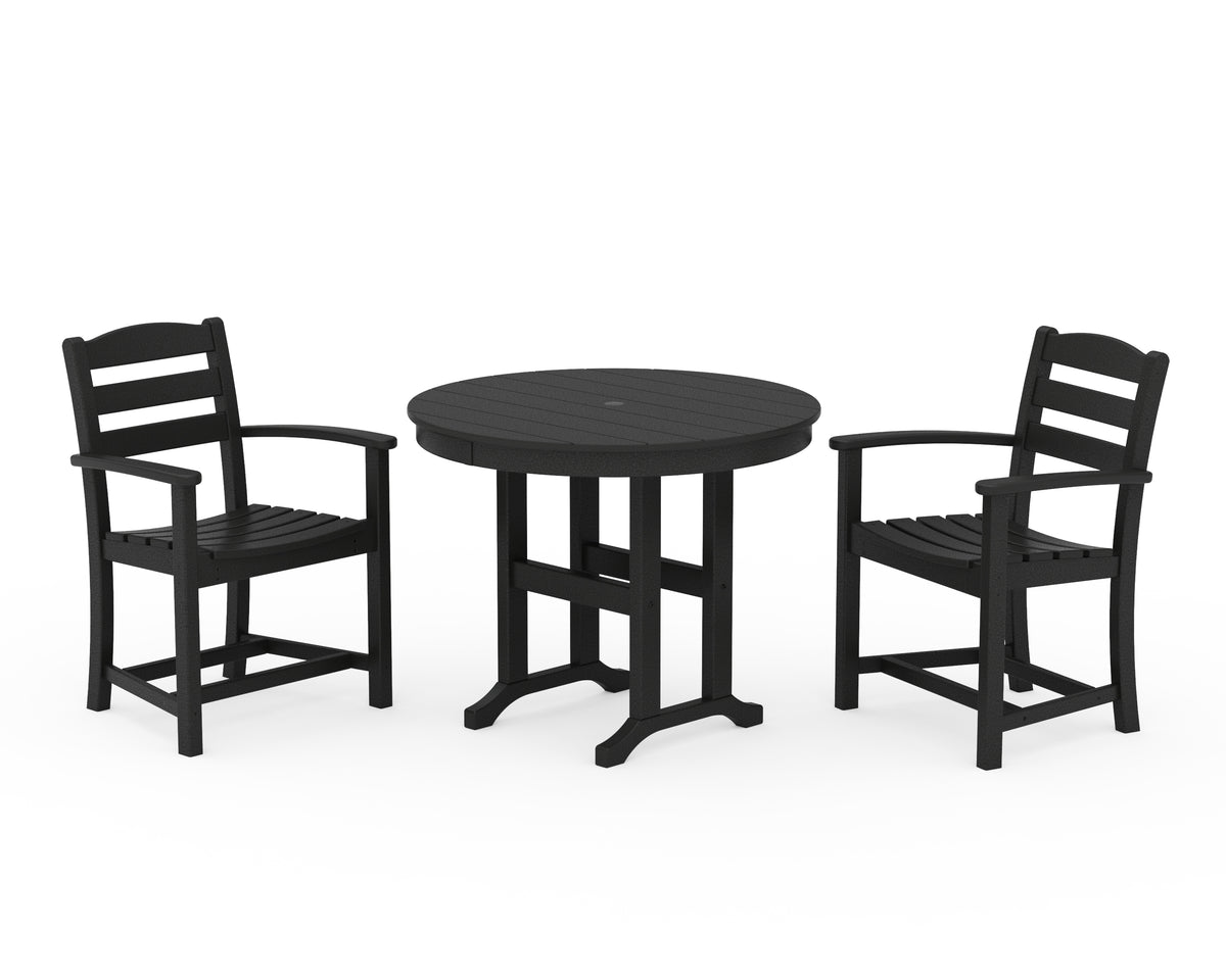 POLYWOOD La Casa Café 3-Piece Round Dining Set in Black