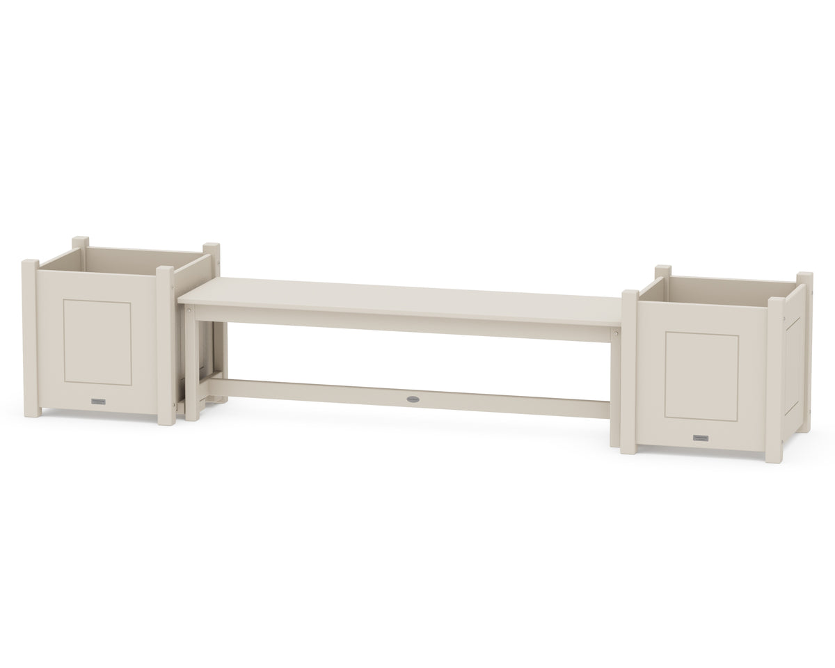 POLYWOOD 60" Country Living Straight Planter Bench Set - Large in Sand