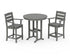POLYWOOD Lakeside 3-Piece Round Farmhouse Arm Chair Counter Set in Slate Grey