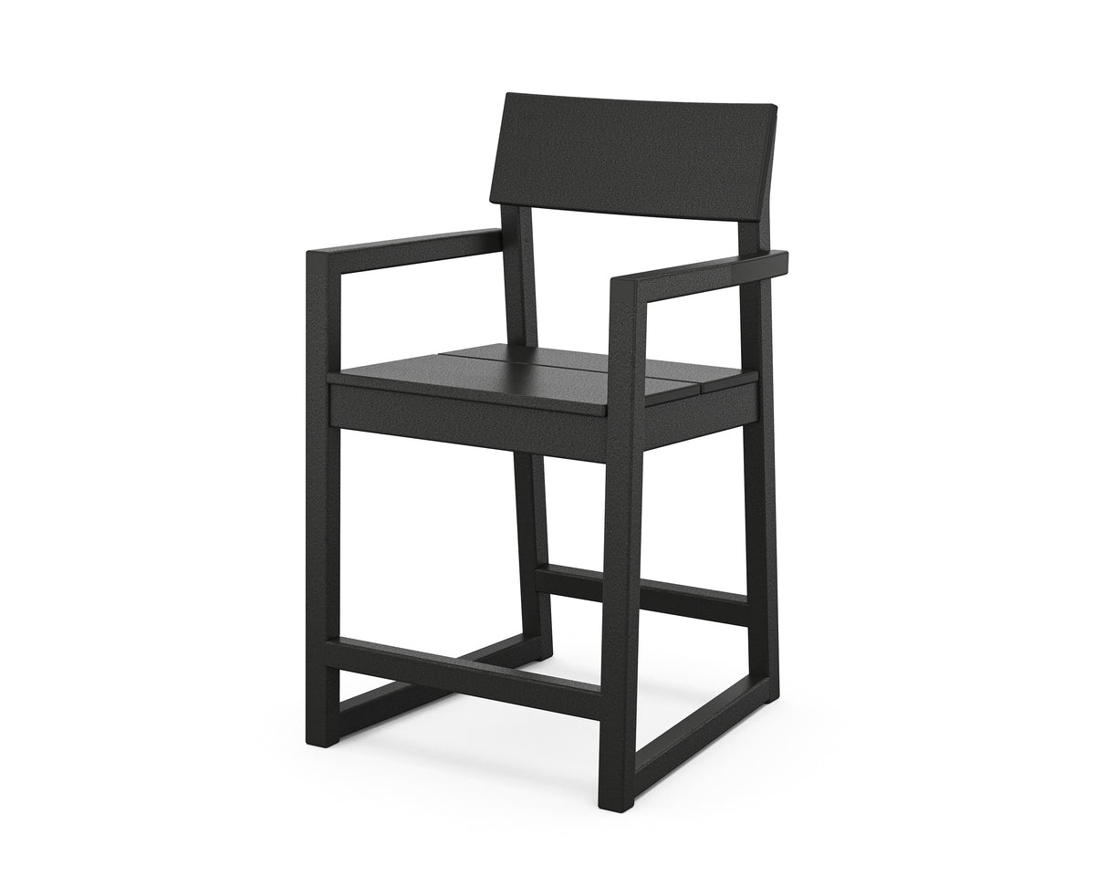 POLYWOOD EDGE Counter Arm Chair in Black
