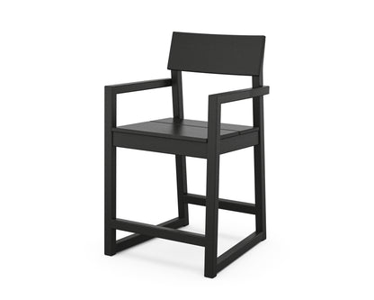 POLYWOOD EDGE Counter Arm Chair in Black