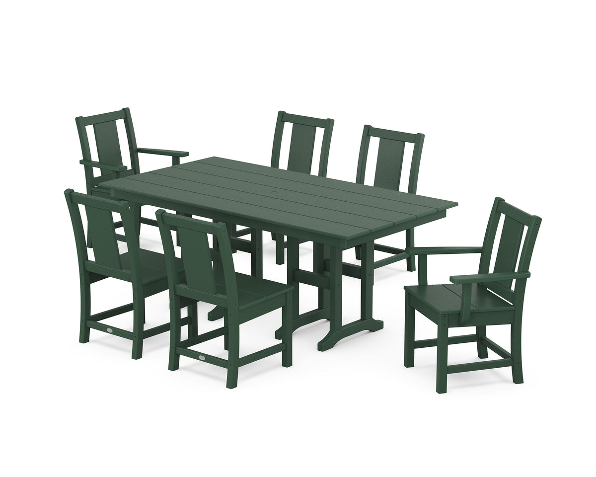 POLYWOOD Prairie 7-Piece Farmhouse Dining Set in Green