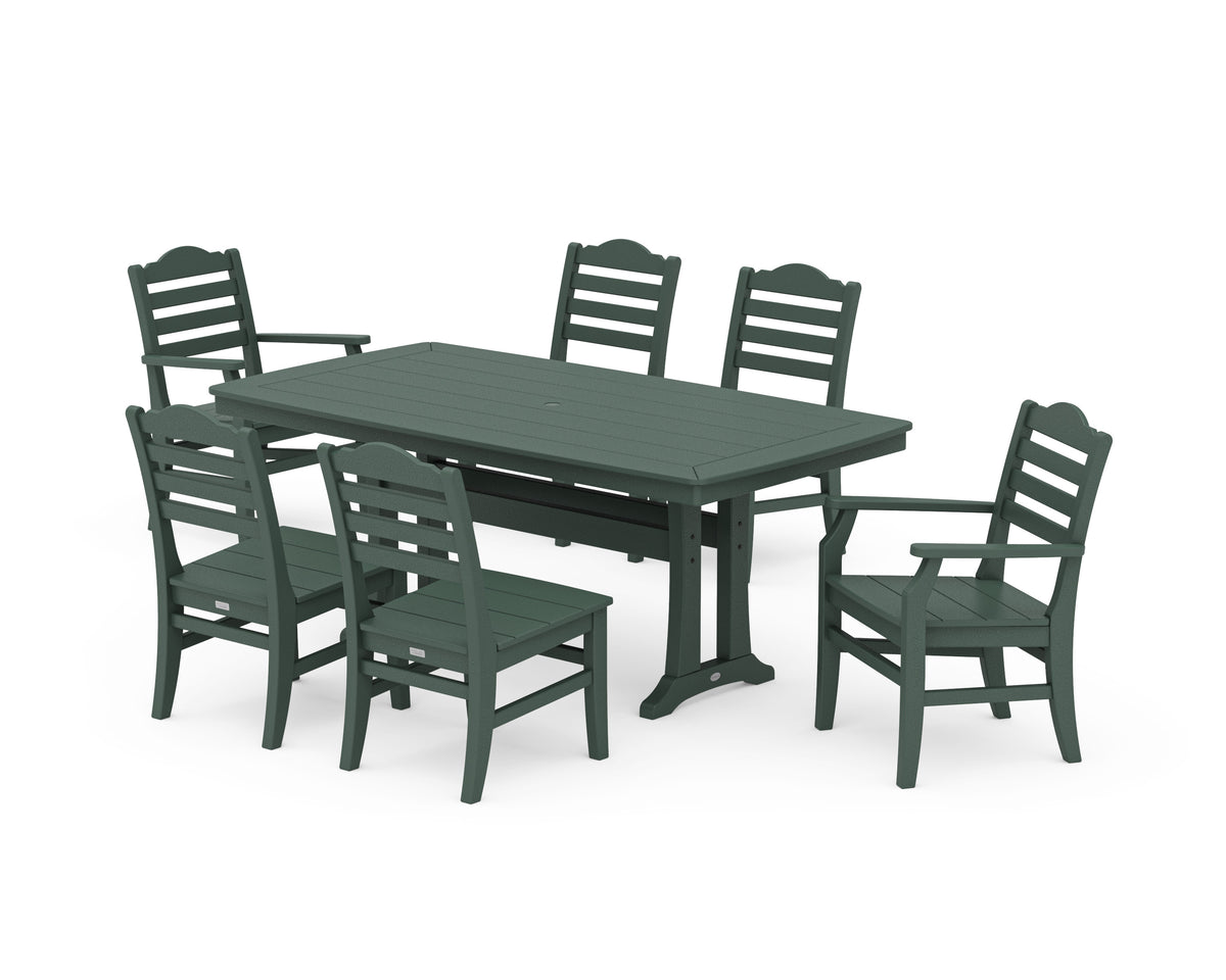 POLYWOOD Savannah 7-Piece Dining Set with Trestle Legs in Green