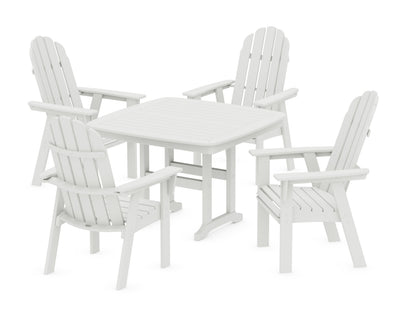 POLYWOOD Vineyard Curveback Adirondack 5-Piece Dining Set - 44" Table in Vintage White
