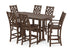 POLYWOOD Country Living Wovendale 7-Piece Bar Set with Trestle Legs in Mahogany