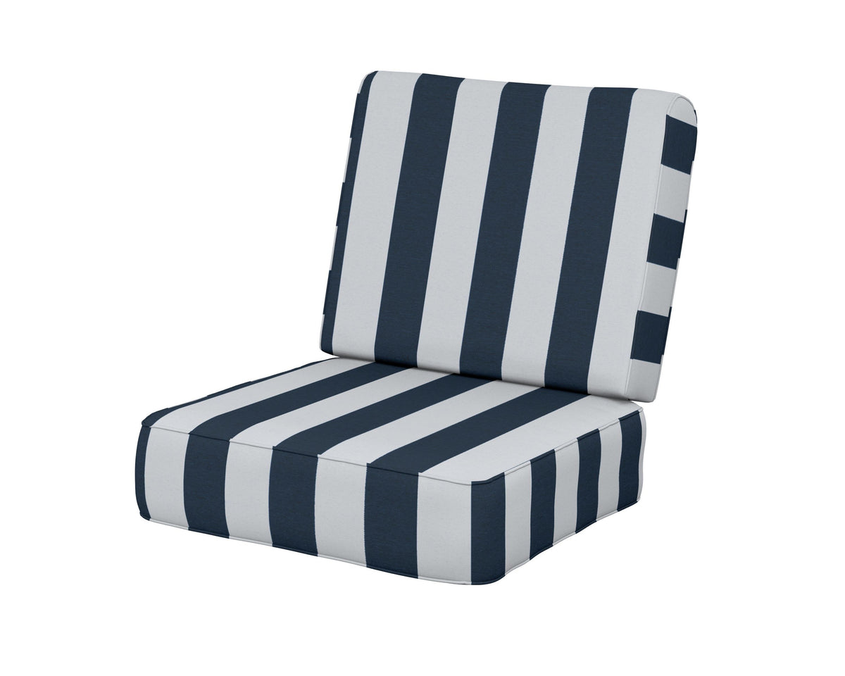 POLYWOOD Ateeva Harbour Seat and Back Cushion in Cabana Stripe Marine Indigo