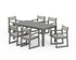 POLYWOOD EDGE Sling Arm Chair 7-Piece Parsons Dining Set in Slate Grey / Birch