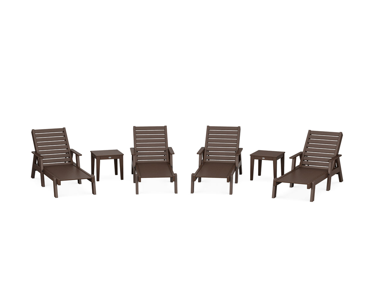 POLYWOOD Captain Chaise 6-Piece Set with Arms in Mahogany