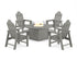 POLYWOOD Long Island 4-Piece Upright Adirondack Conversation Set with Fire Pit Table in Slate Grey