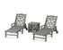 POLYWOOD Chinoiserie 3-Piece Chaise Set in Slate Grey