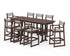 POLYWOOD EDGE Sling 9-Piece Farmhouse Bar Set with Trestle Legs in Mahogany / Birch