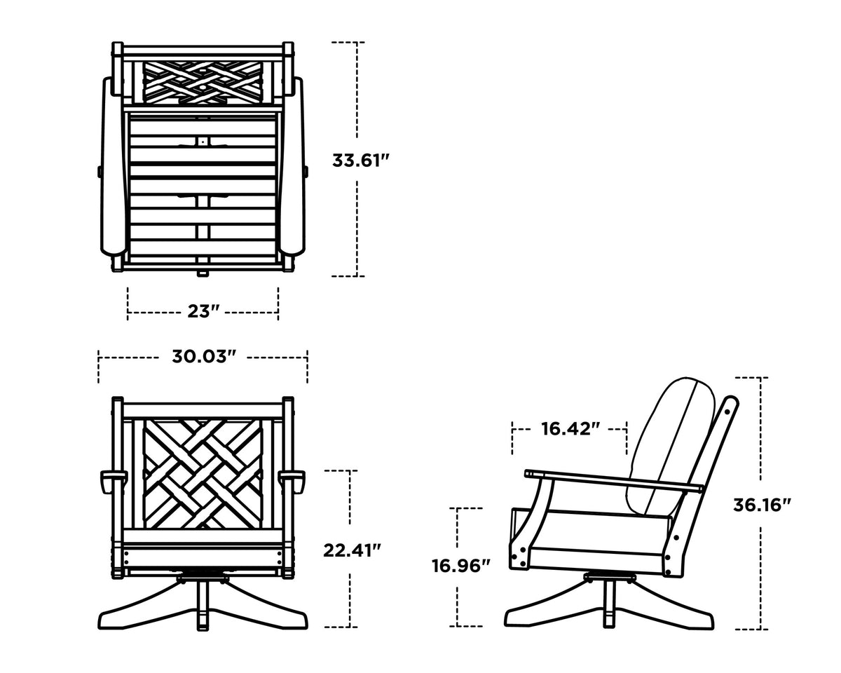 POLYWOOD Wovendale Deep Seating Swivel Chair dimensions