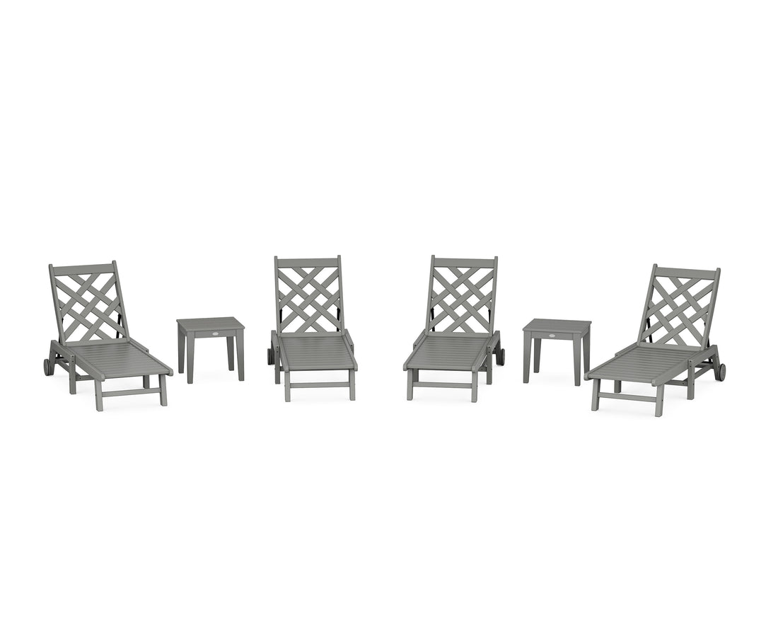 POLYWOOD Wovendale 6-Piece Chaise Set with Wheels in Slate Grey