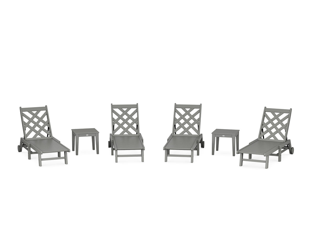 POLYWOOD Wovendale 6-Piece Chaise Set with Wheels in Slate Grey