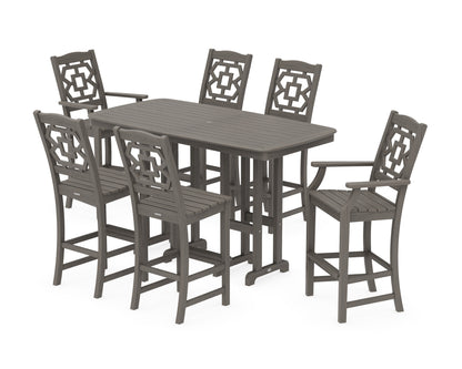 POLYWOOD Chinoiserie 7-Piece Bar Set in Driftwood