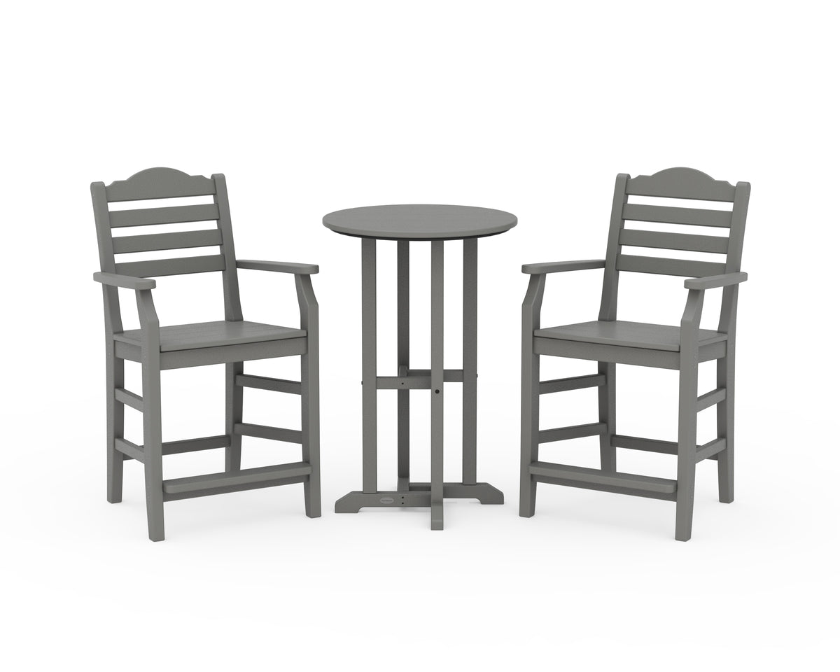 POLYWOOD Savannah 3-Piece Farmhouse Counter Set in Slate Grey