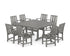 POLYWOOD Mission 9-Piece Square Farmhouse Dining Set with Trestle Legs in Slate Grey