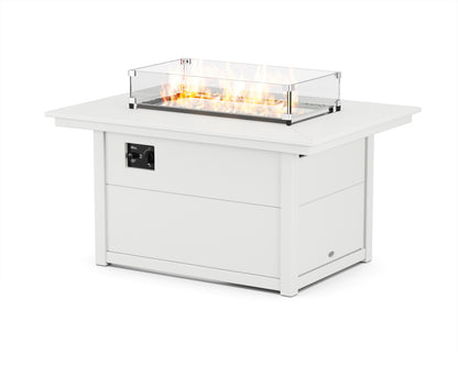 POLYWOOD Rectangle 34"x46" Fire Pit Table in White
