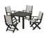 POLYWOOD Coastal Folding Chair 5-Piece Parsons Dining Set in Black / Birch