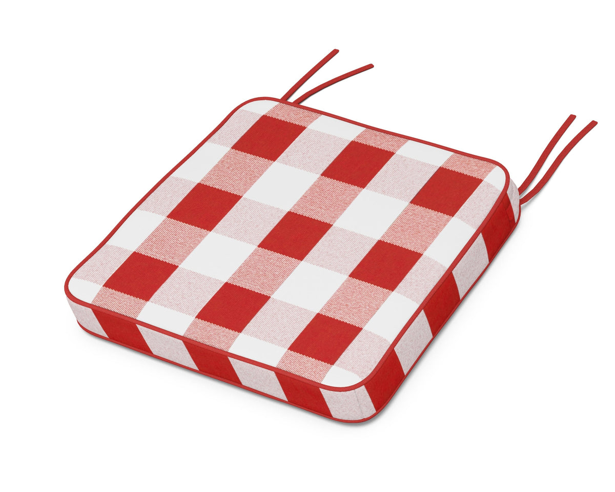 POLYWOOD Chinoiserie Side Chair Seat Cushion in Buffalo Plaid Crimson
